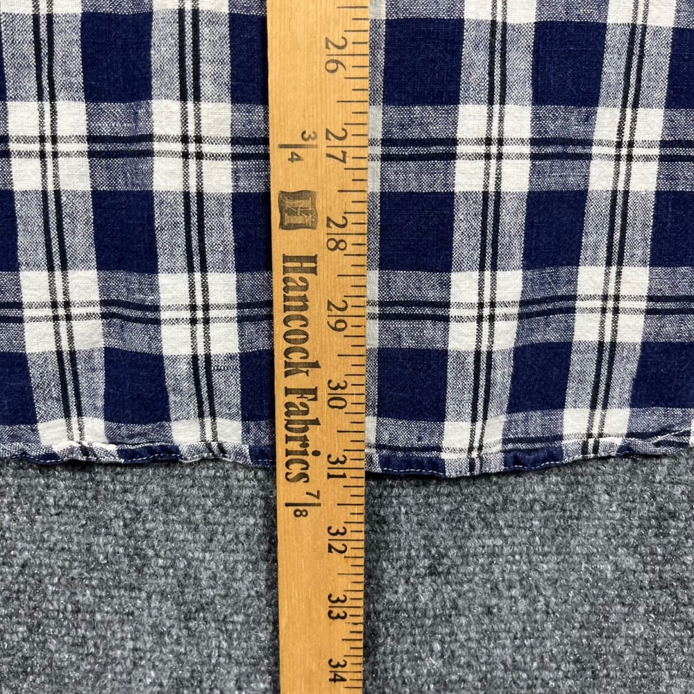Vintage Creative Edge Button Up Shirt Mens XL Blue White Plaid Linen Cotton - Picture 7 of 8
